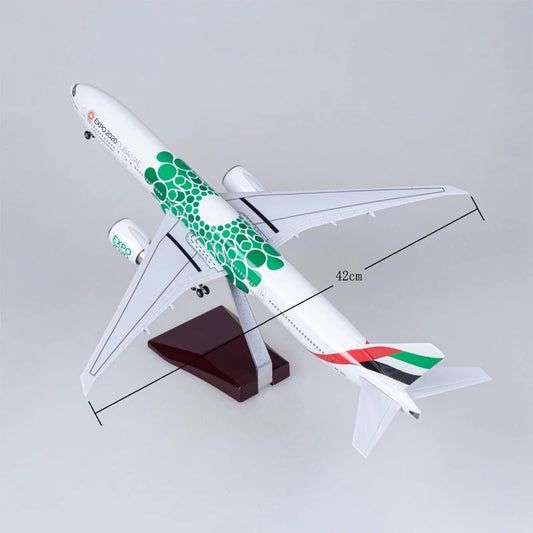 Emirates 777 Green Bubbles Expo Livery 47cm 1/160 LED & Non LED Model Plane