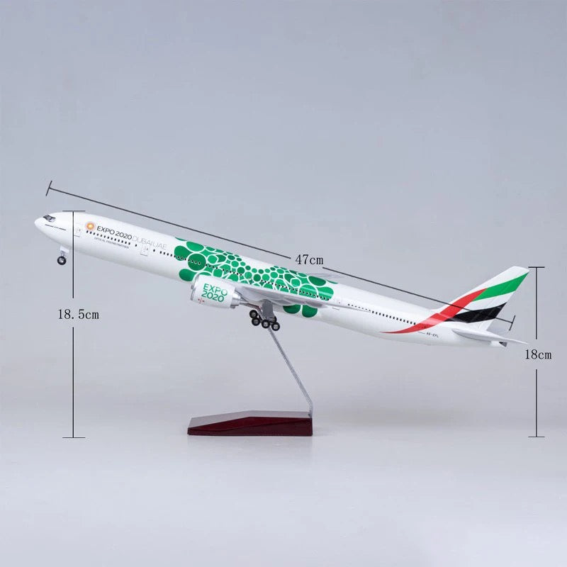 Emirates 777 Green Bubbles Expo Livery 47cm 1/160 LED & Non LED Model Plane