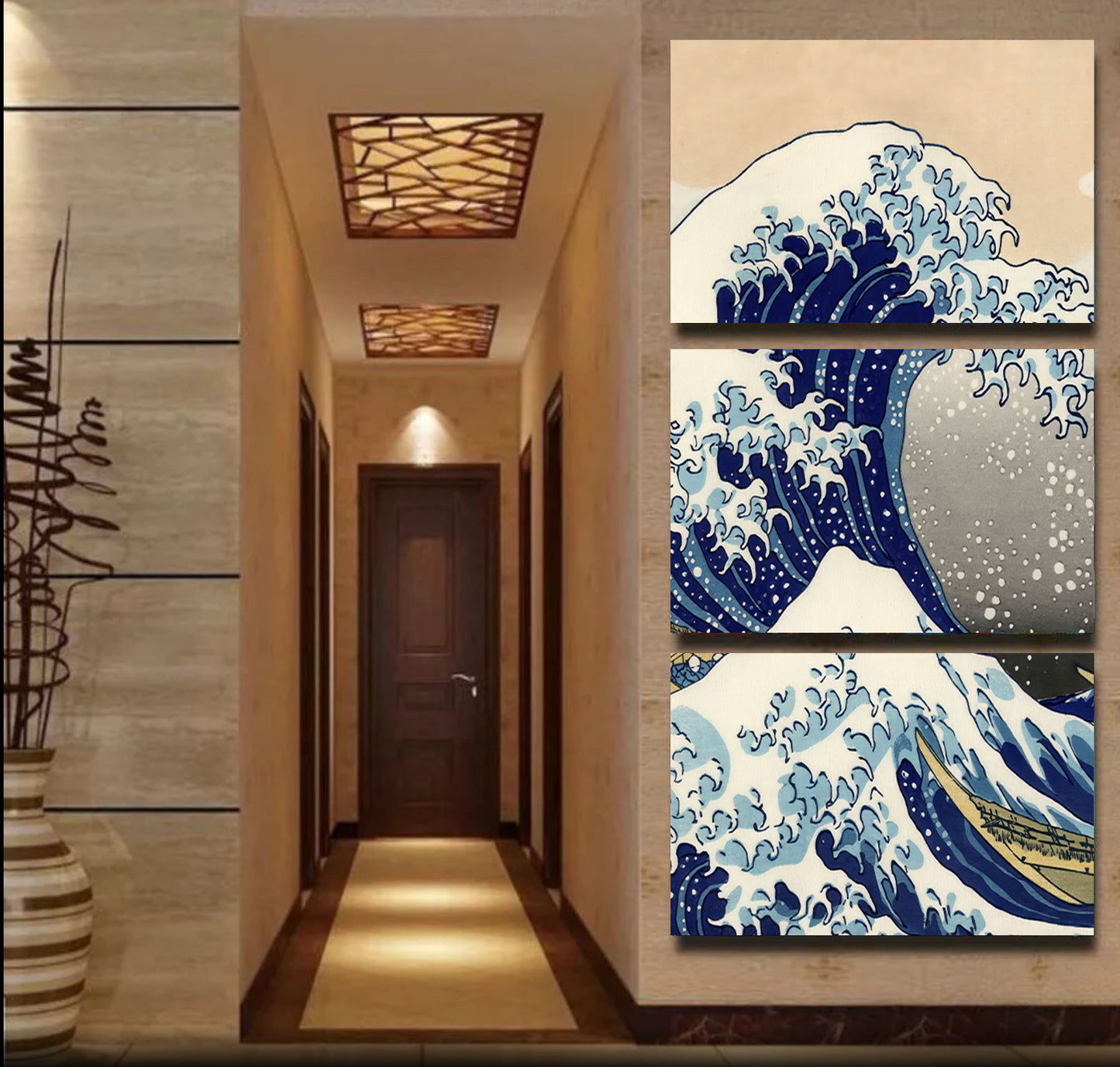Japanese Classic Wave 1 & 3 Panel Portrait View