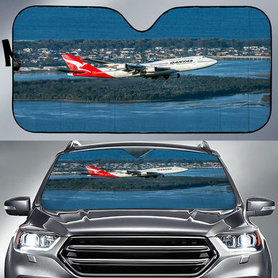 Qantas 747-400 OEJ Windscreen Sunshade For Cars & Trucks