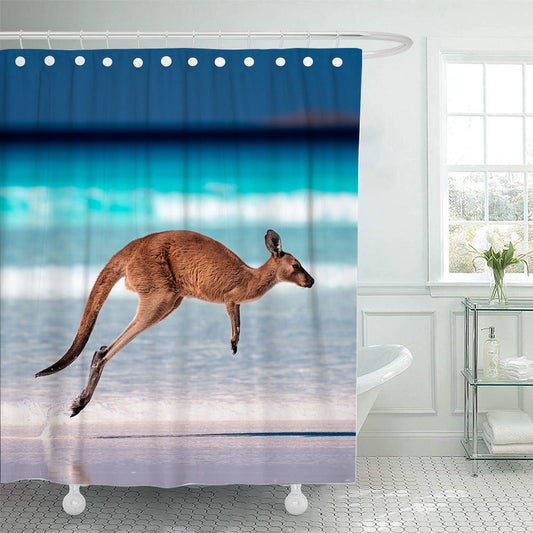 Kangaroo on a Tropical Beach Shower Curtain