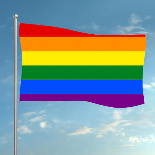 LGBTQ Pride Rainbow Pride Festival & Mardi Gras Flag, Shaft Style, 2 Grommet, 4 Grommet