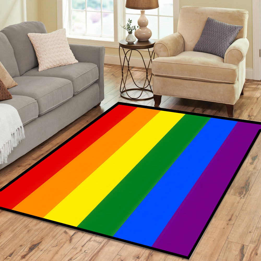 LGBTQ Rainbow Rectangle Rug