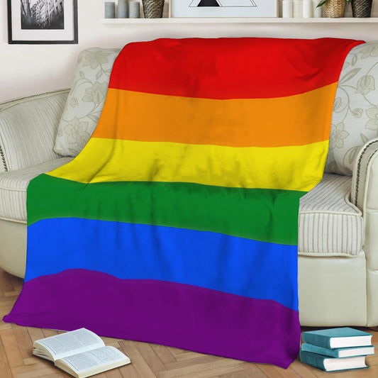 LGBTQ Rainbow Fleece Throw Blanket