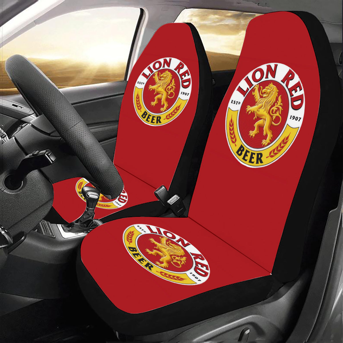 Lion Red Car Seat Covers