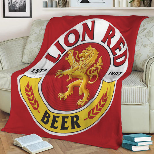 Lion Red Beer Fleece Throw Blanket