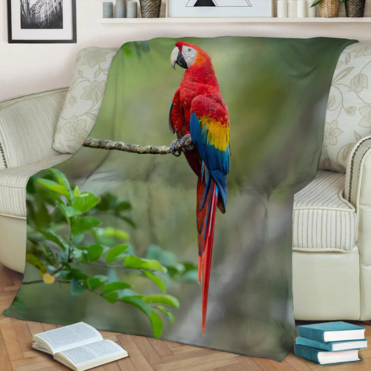 Macaw Parrot Fleece Throw Blanket