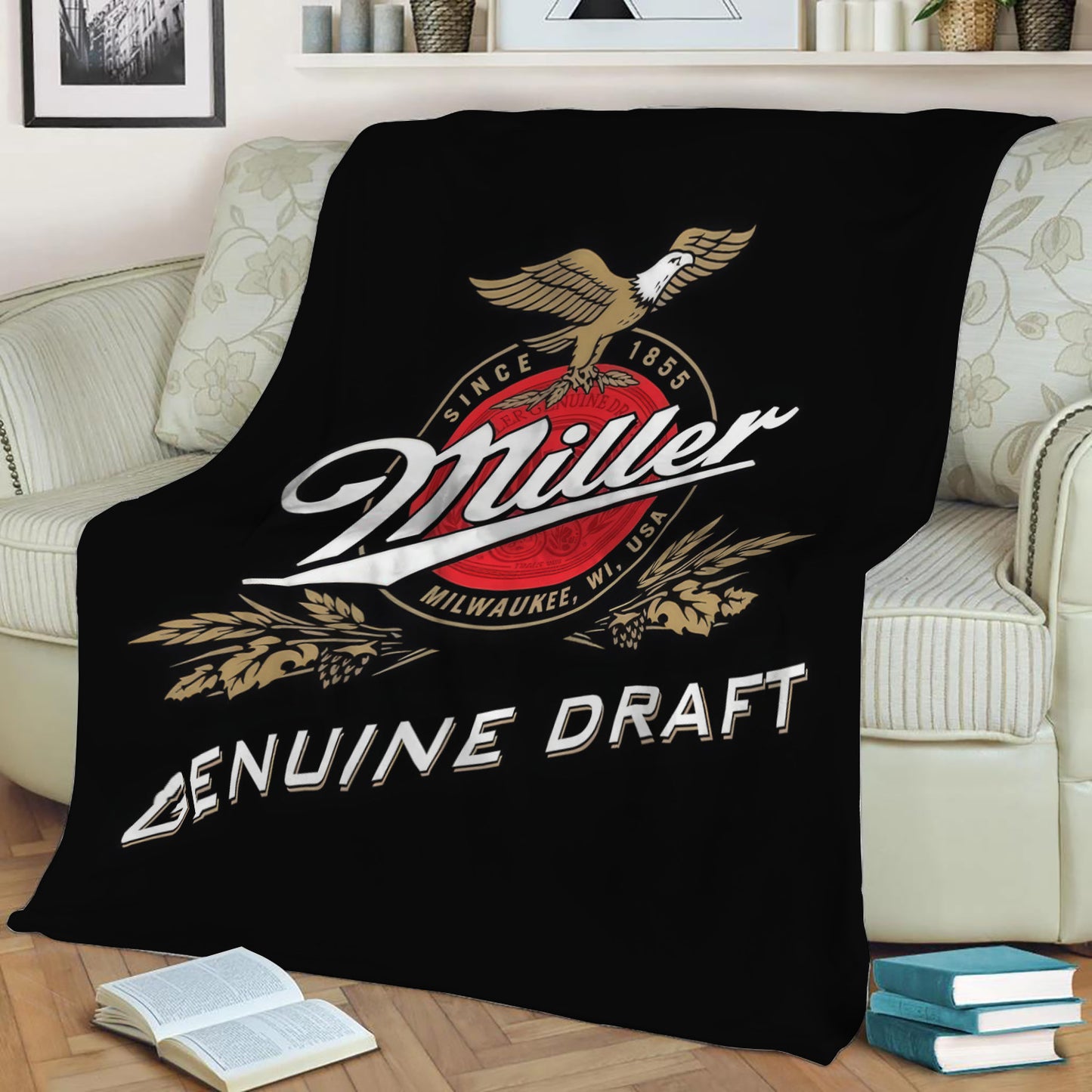 Miller Genuine Draft Beer Fleece Throw Blanket