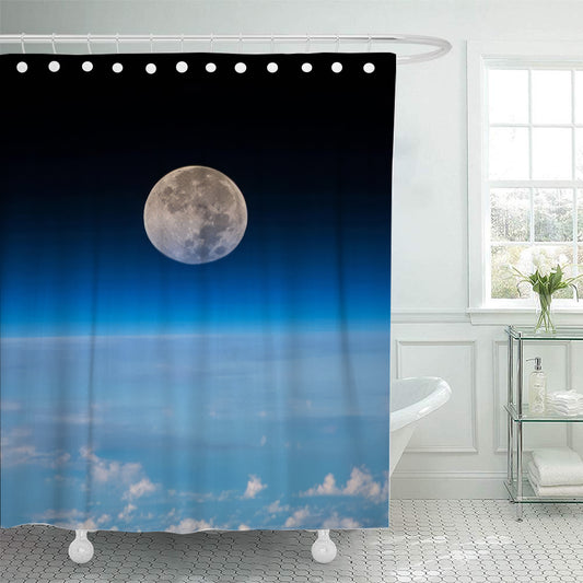 Moon Rising Over Earth Shower Curtain