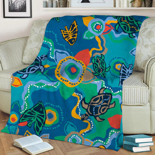 Aboriginal Qantas Nalanji Dreaming Fleece Throw Blanket