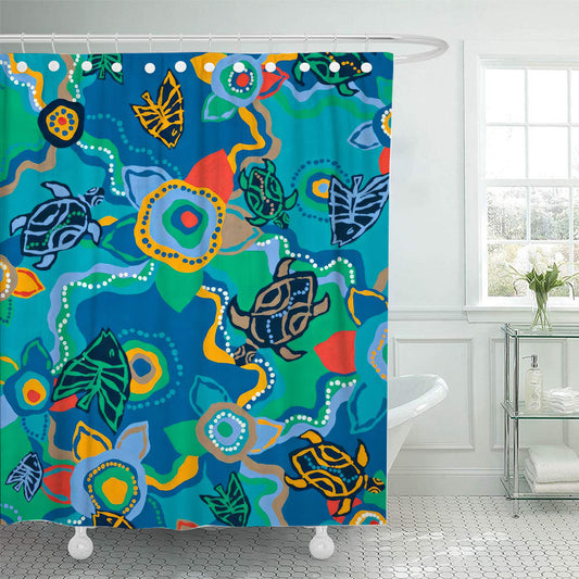 Aboriginal Qantas Nalanji Dreaming Print Shower Curtain