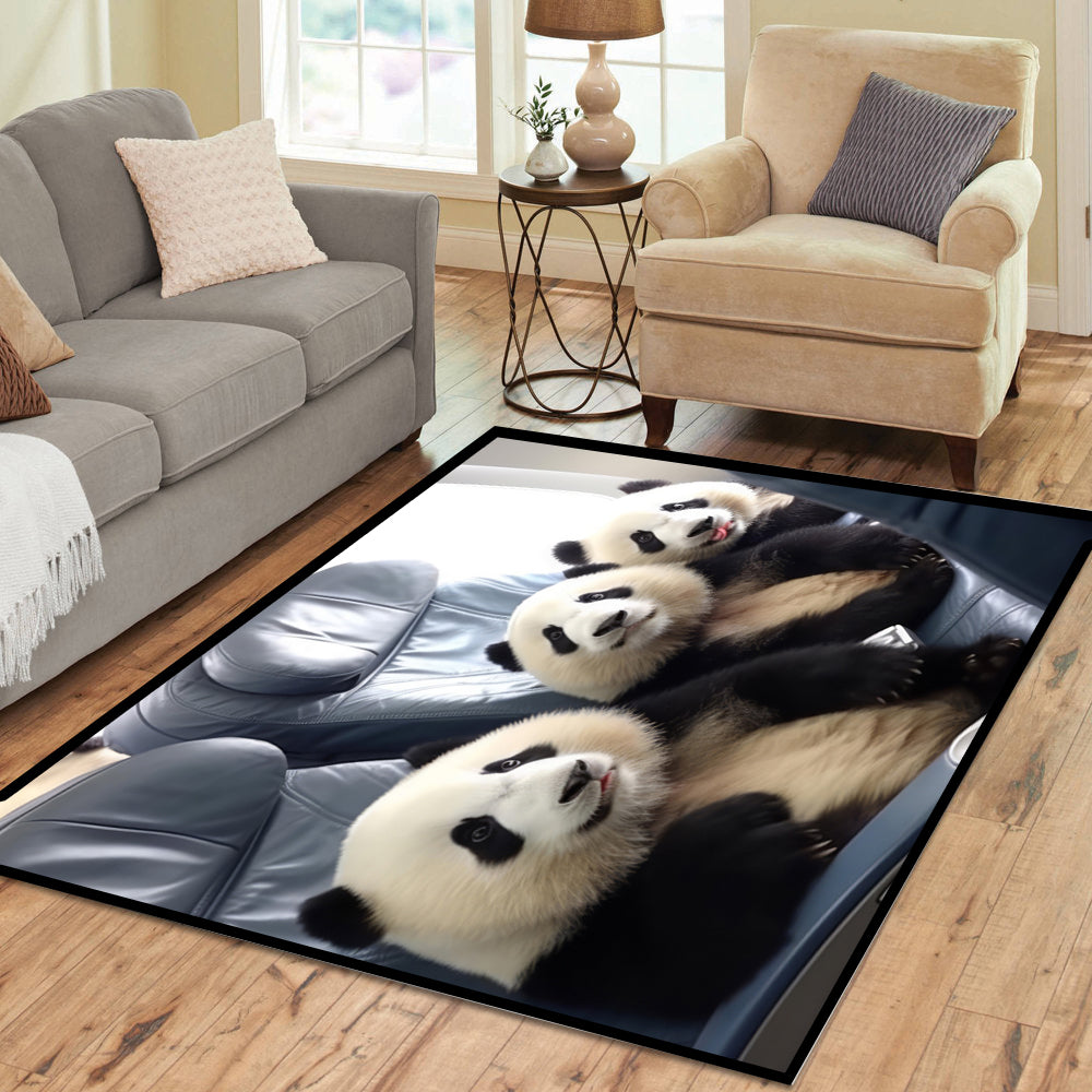 Panda Bears on Holiday Rectangle Rug