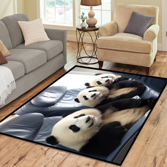 Panda Bears on Holiday Rectangle Rug