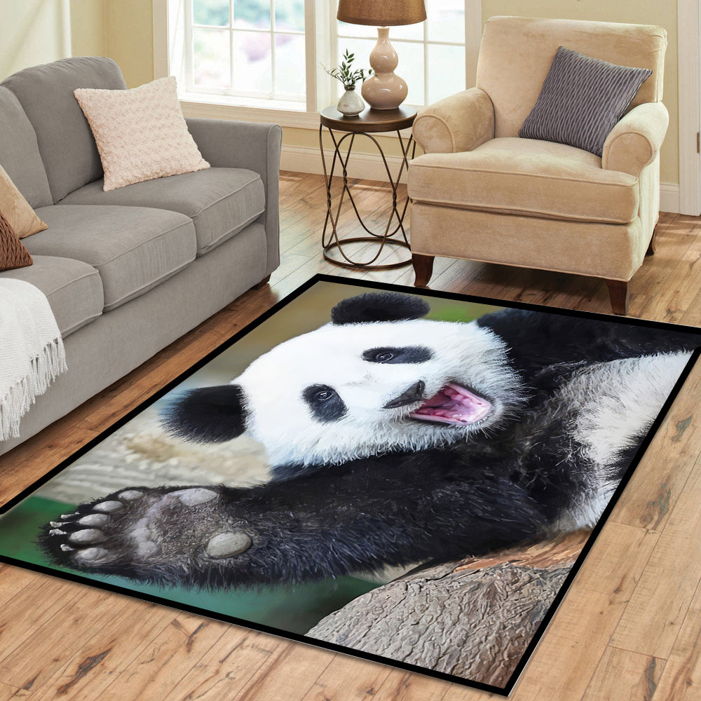 Panda Bear Waving Rectangle Rug