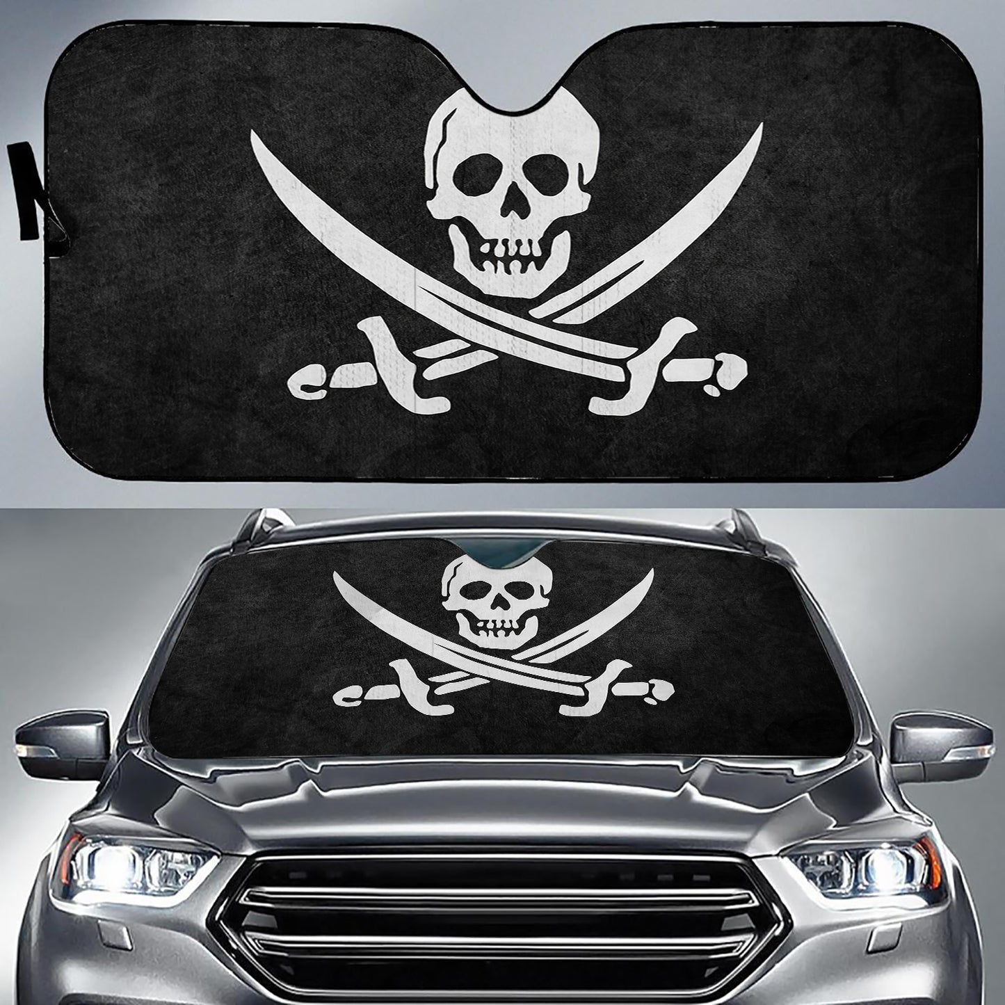 Skull & Crossbones Pirates Sunshade For Cars & Trucks