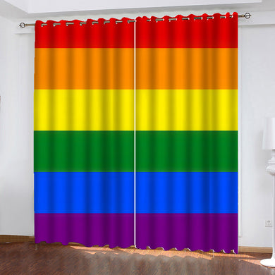 Mardi Gras Pride Rainbow Window Curtains