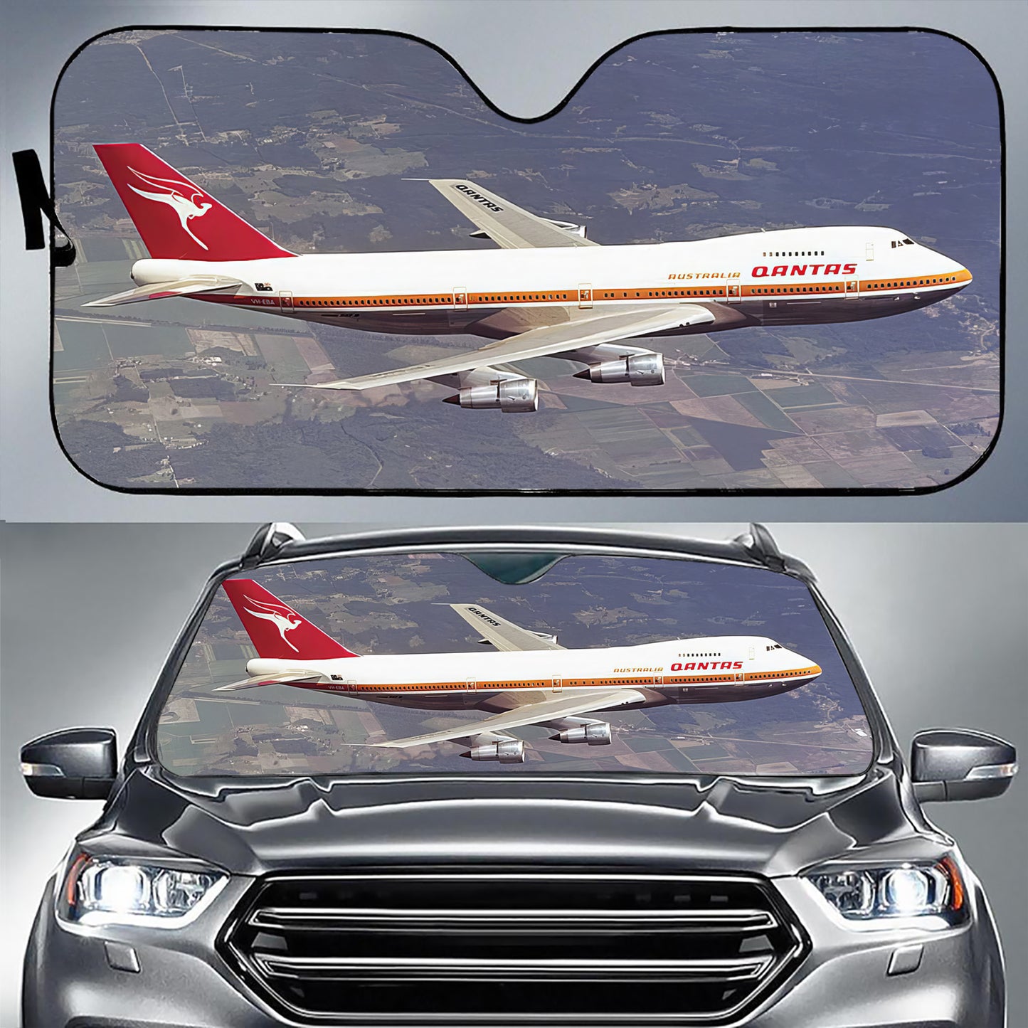 Qantas 747-200 Classic Windscreen Sunshade For Cars & Trucks