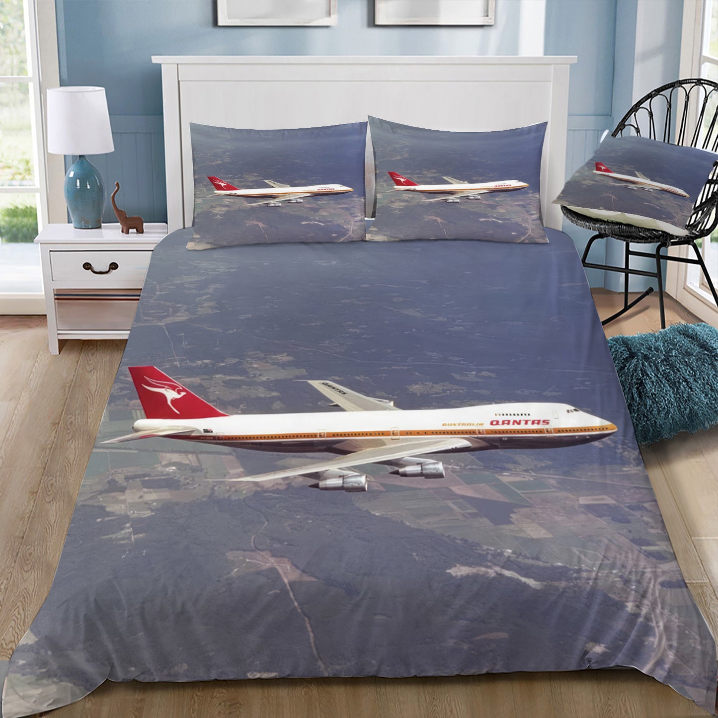 Qantas 747-200 Classic Doona / Duvet Cover and 2 Pillow Slips