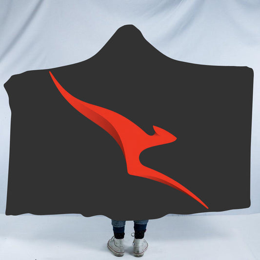 Qantas Grey & Red Logo Hooded Blanket