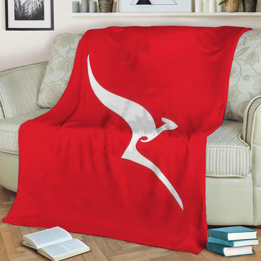Qantas Retro Roo Logo Fleece Throw Blanket
