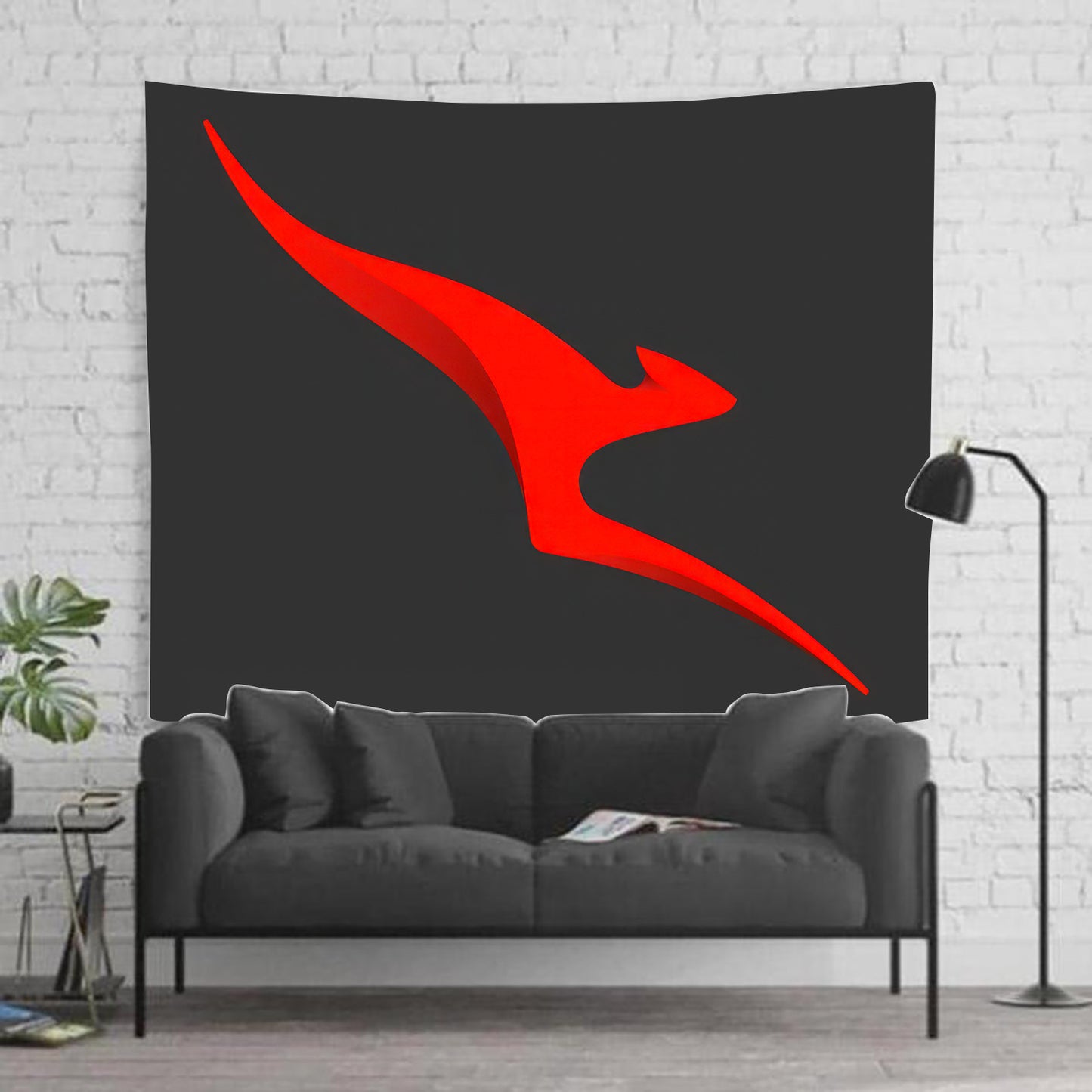 Qantas Roo Logo Grey Background Tapestry