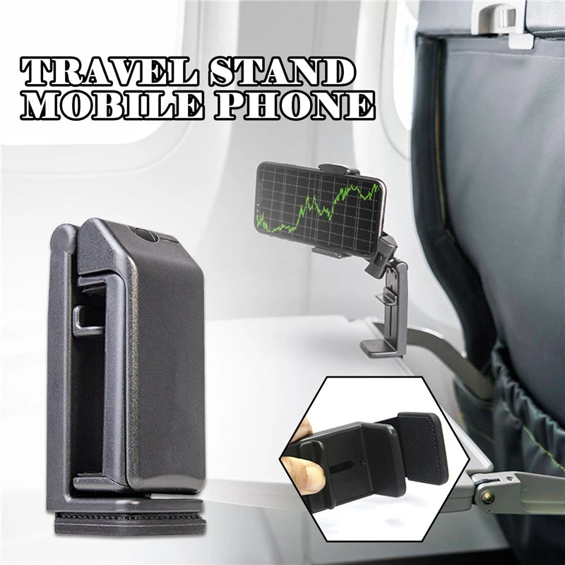 Airplane Phone Holder, Portable Travel Stand Desk Flight Foldable Adjustable Rotatable Seat Bracket