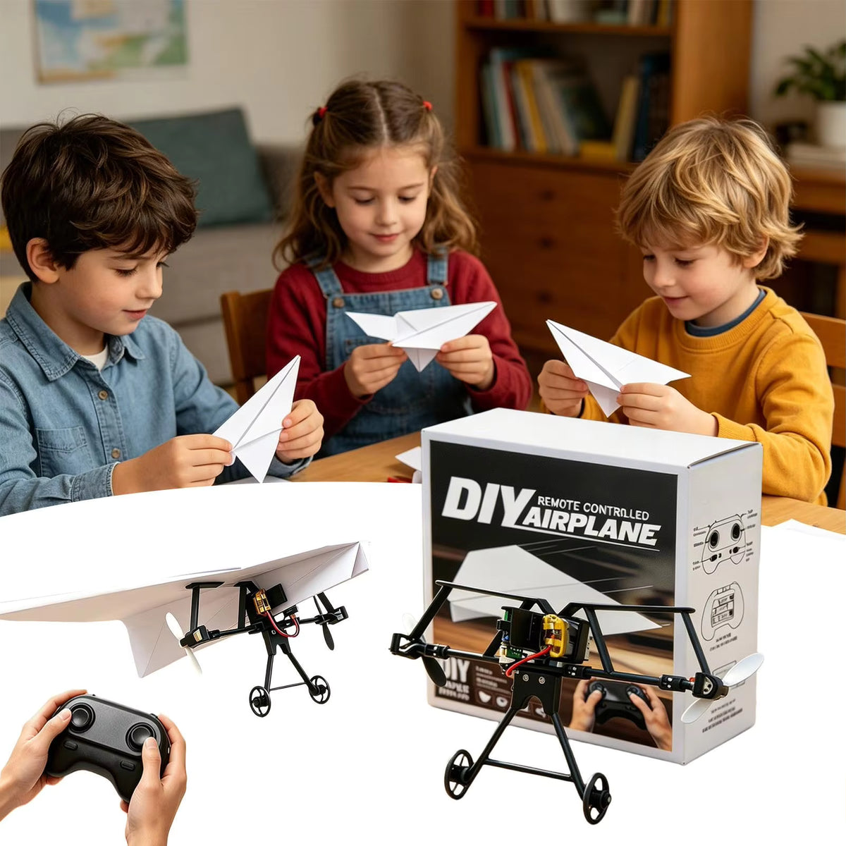 RC Paper Airplane Kit DIY Remote Control Airplane with Gyro Stabilizer For Beginners
