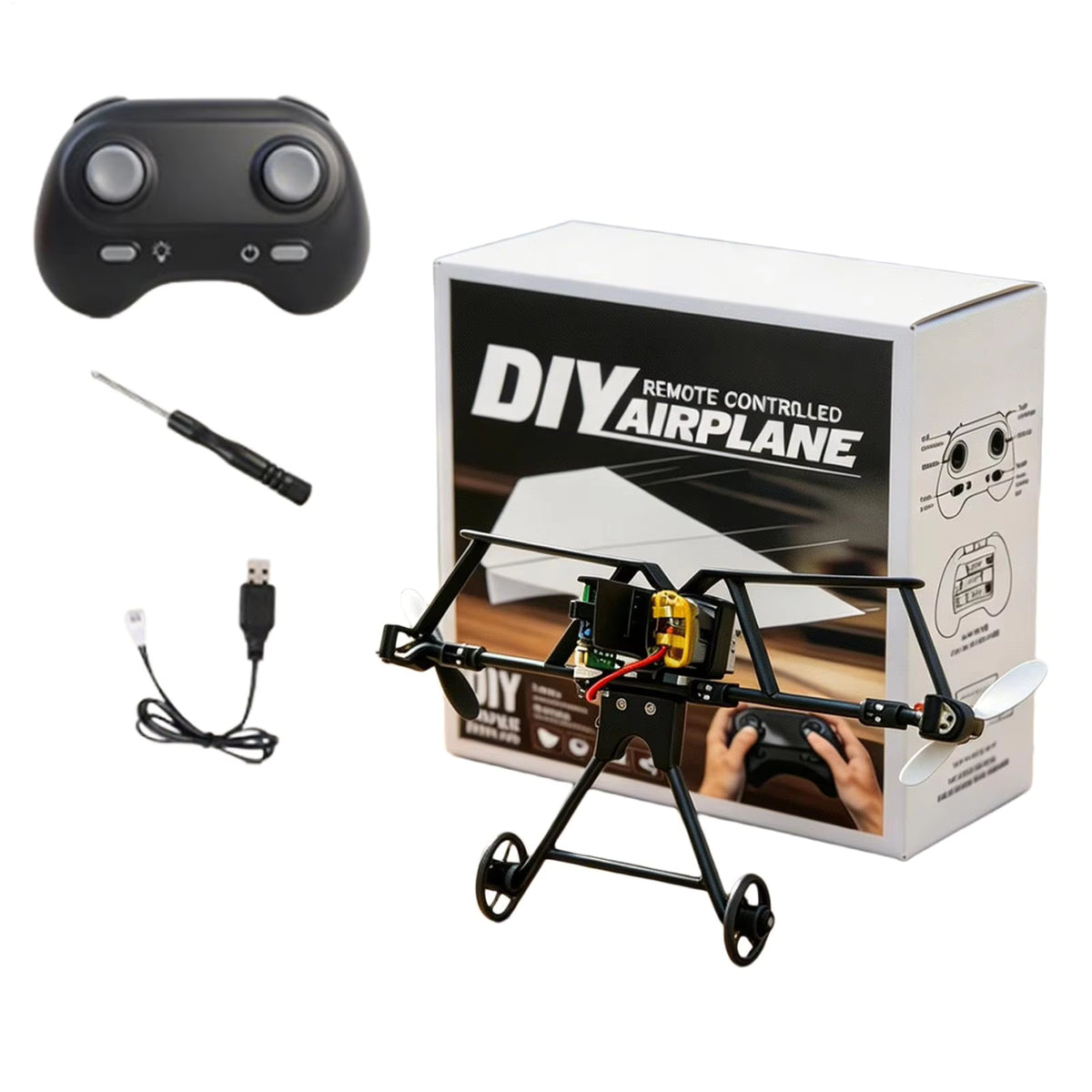 RC Paper Airplane Kit DIY Remote Control Airplane with Gyro Stabilizer For Beginners