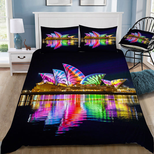 Sydney Opera House Vivid Display Doona / Duvet Cover and 2 Pillow Slips