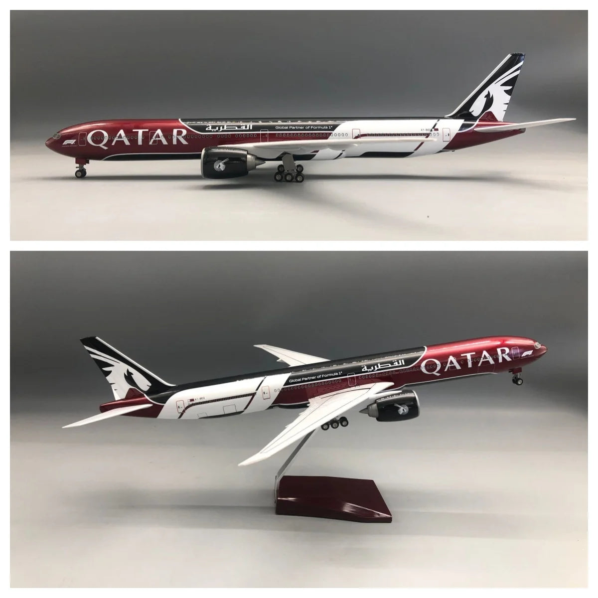 Qatar Airways Boeing 777 Formula 1 Livery 47cm 1/160 LED & Non LED Model Plane