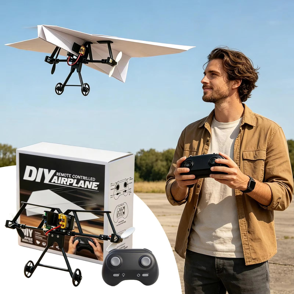 RC Paper Airplane Kit DIY Remote Control Airplane with Gyro Stabilizer For Beginners