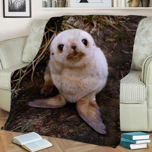 Baby Seal Pup Fleece Throw Blanket