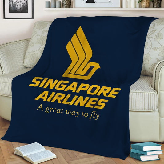 Singapore Airlines 2 Logo Fleece Throw Blanket