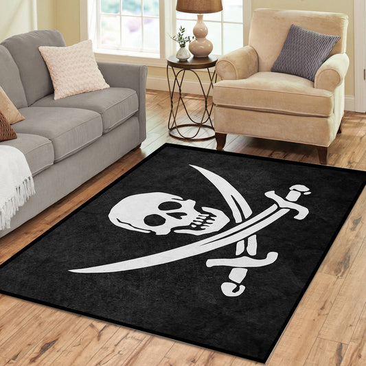 Skull and Cross Bones Pirates Rectangle Rug