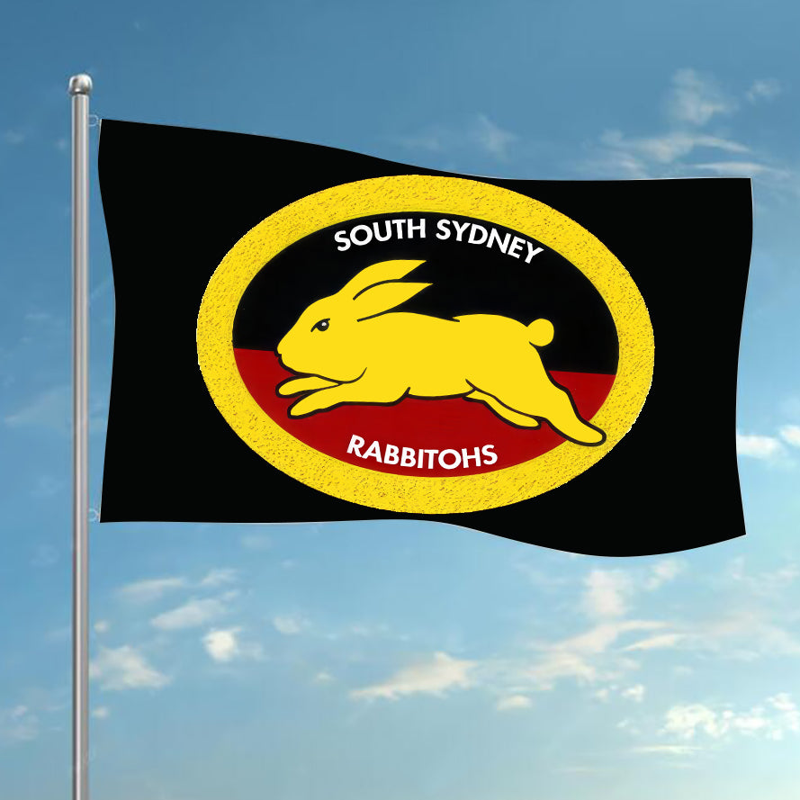 NRL South Sydney Rabbitohs Aboriginal Logo Rugby League Flag