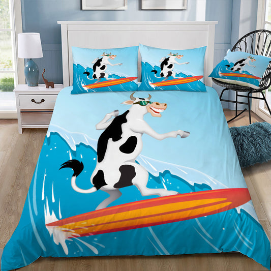 Surfing Cow Doona / Duvet Cover and 2 Pillow Slips