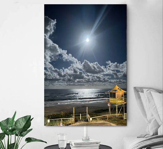 Moonlight on the Ocean 1 & 3 Panel Portrait View