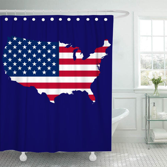 United States Map and Flag Shower Curtain