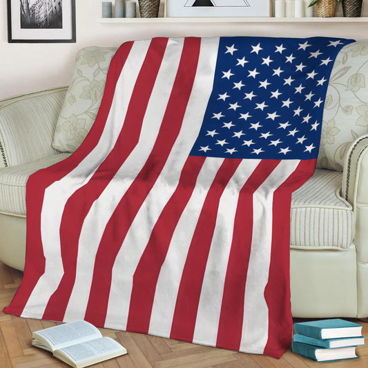 USA Stars and Stripes Flag Fleece Throw Blanket