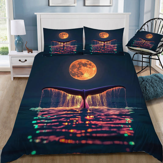 Whale Tail with Moon Doona / Duvet Cover and 2 Pillow Slips