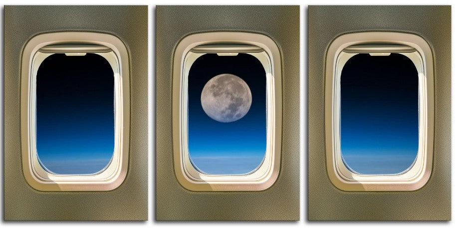 Flying High View of the Moon 3 Panel Canvas Print 1Window009