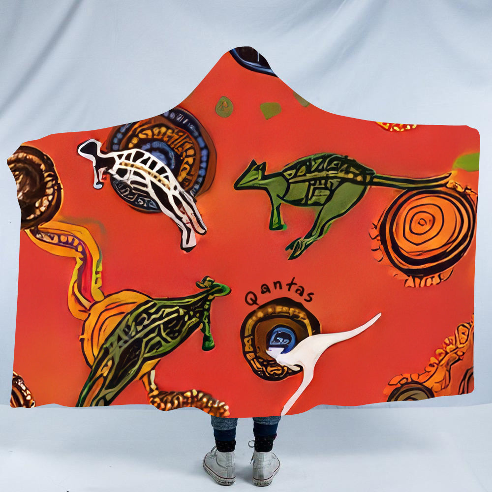 Aboriginal Qantas Wunala Dreaming Hooded Blanket