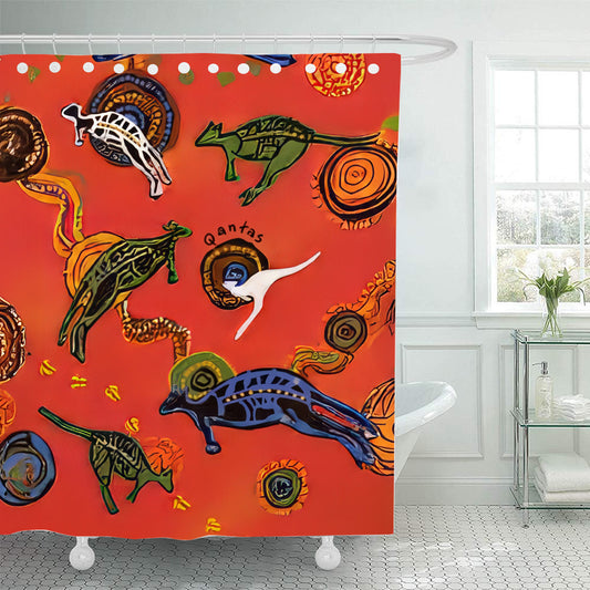 Aboriginal Qantas Wunala Dreaming Print Shower Curtain