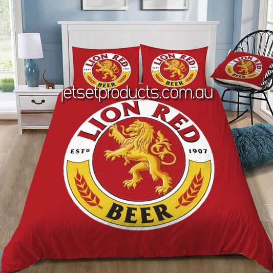 Lion Red Beer Doona / Duvet Cover and 2 Pillow Slips