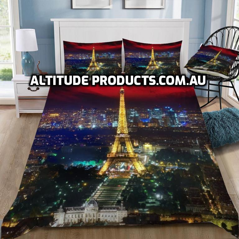 Eiffel Tower at Night Doona / Duvet Cover and 2 Pillow Slips