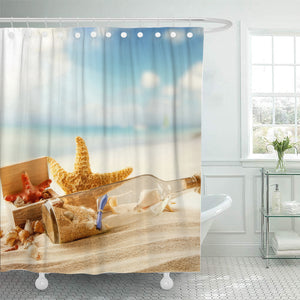 Tropical Beach Sea Life Window Curtains