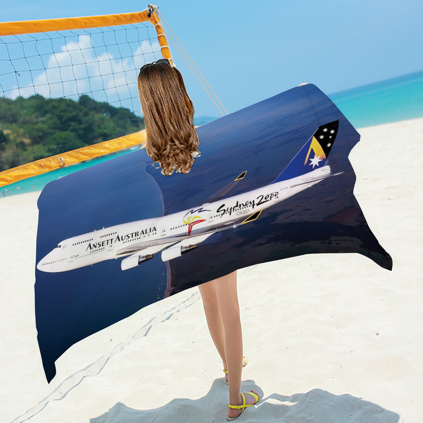 Ansett 747 In Flight Beach / Bath Towel