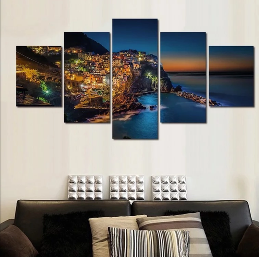 Mediterranean Village at Sunset