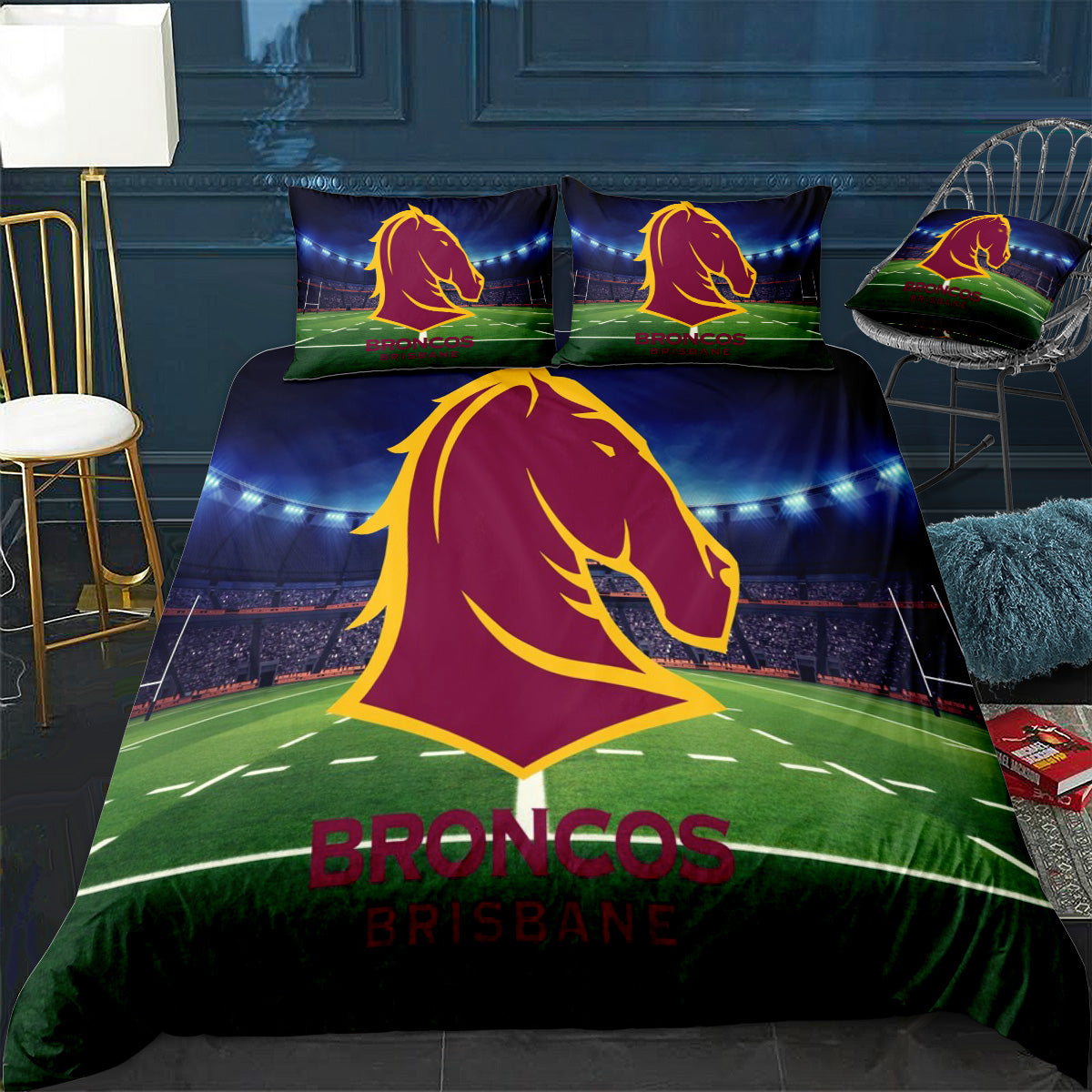 Brisbane Broncos Doona / Duvet Cover and 2 Pillow Slips